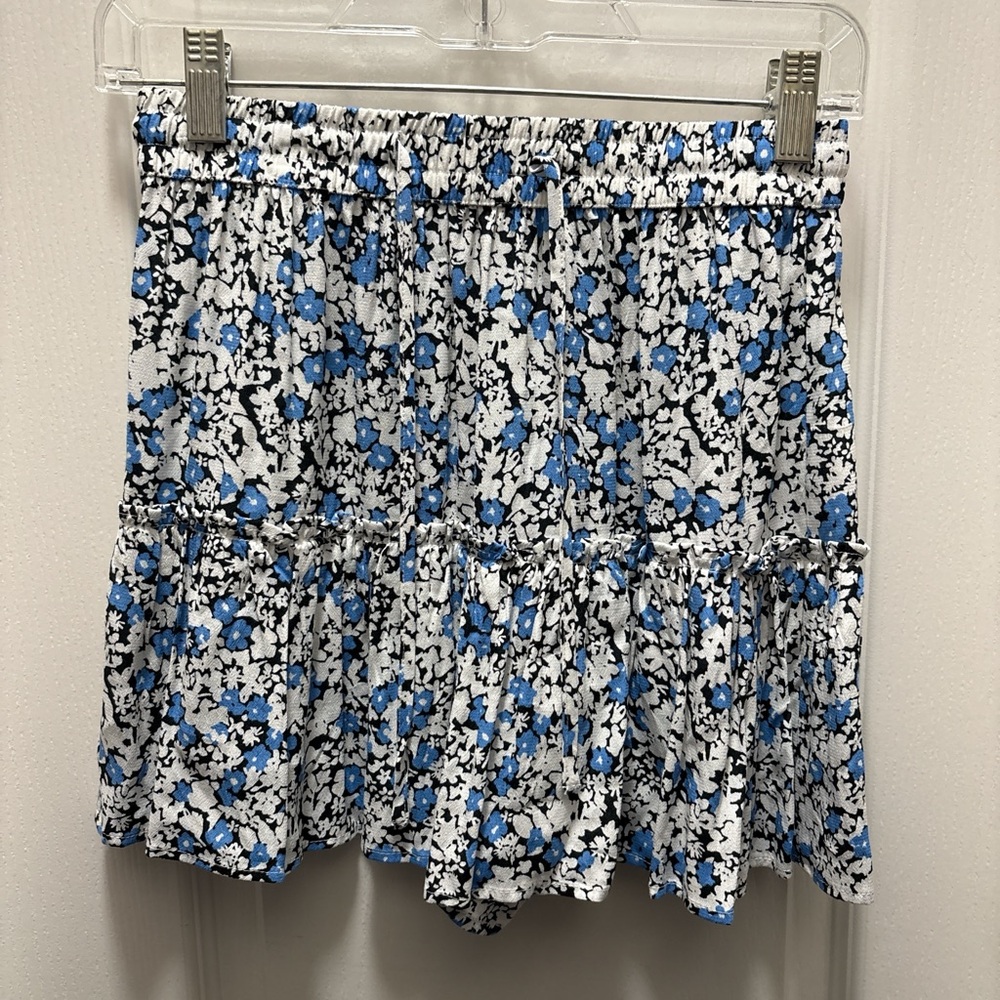 Zara Blue and White Floral Mini Skirt